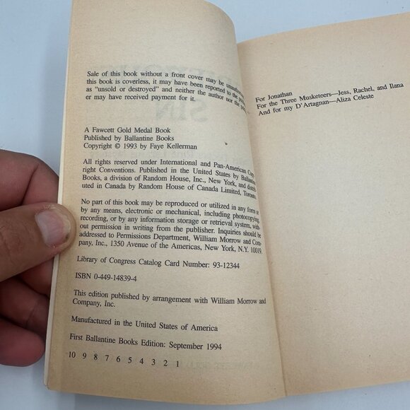 Grievous Sin By Faye Kellerman 1993 Paperback 1st Ballantine Edition Mystery - Picture 5 of 5